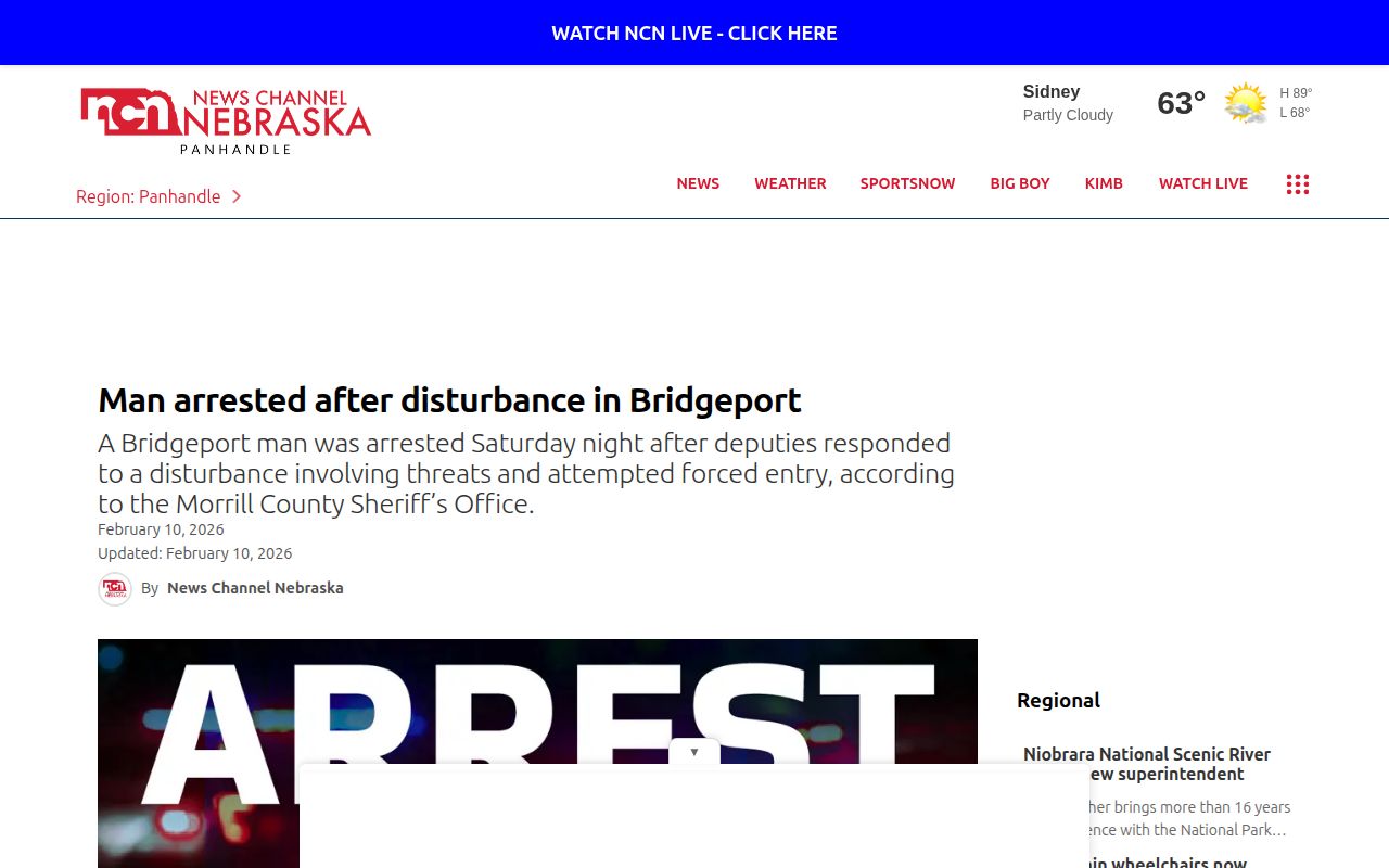 News Channel Nebraska Morrill County arrest news example