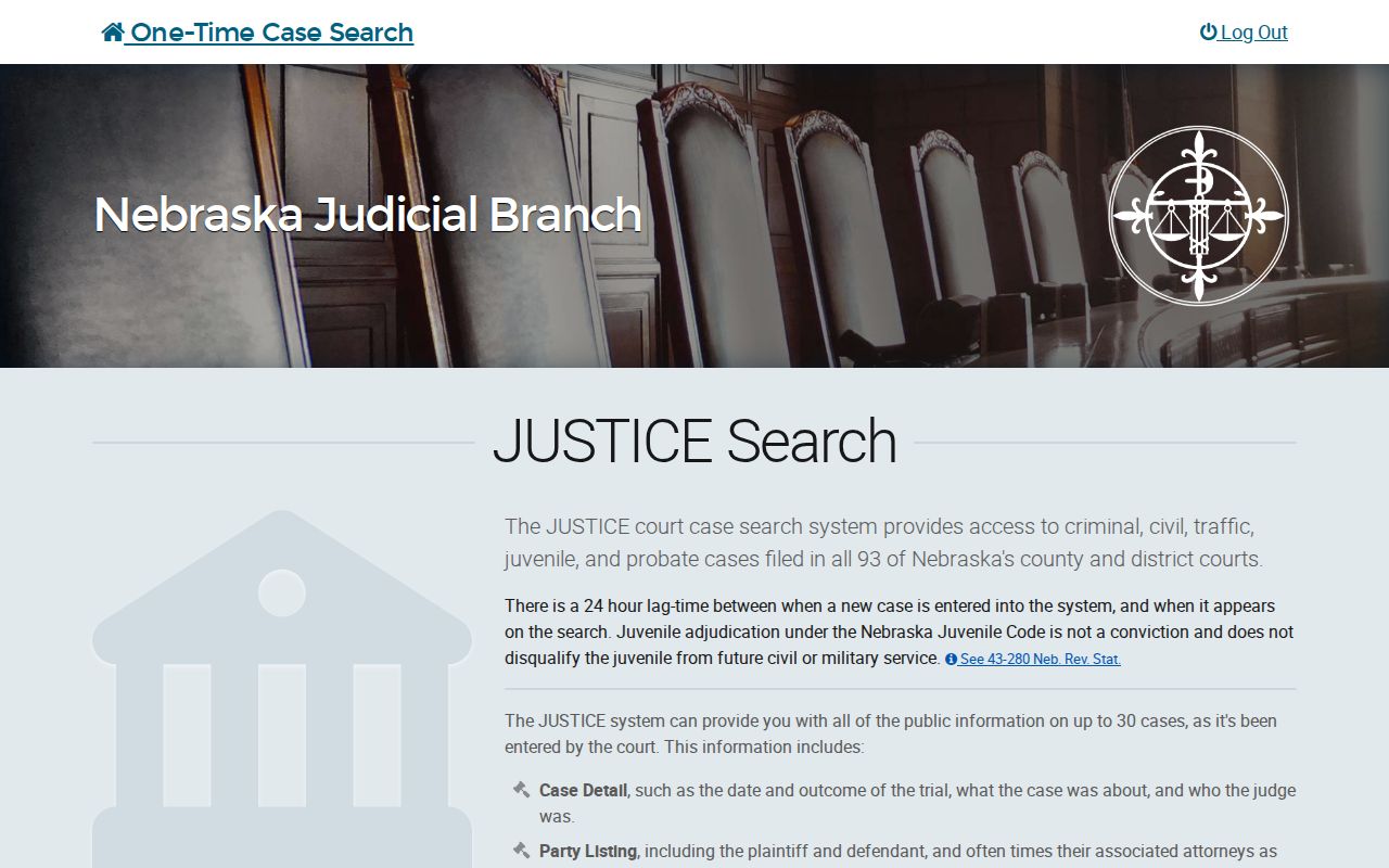 Morrill County court-record search source, Nebraska one-time name-search form